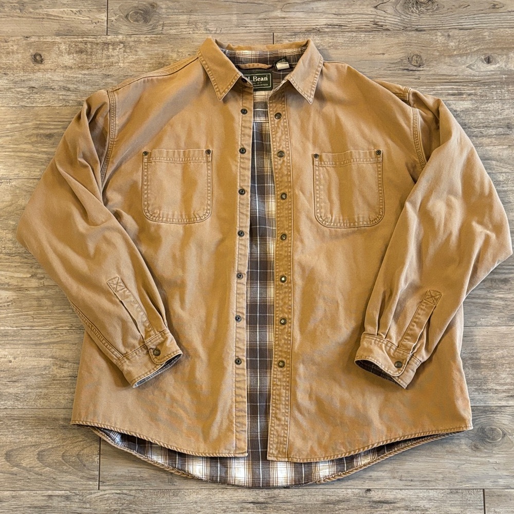 Men’s L.L. Bean Flannel-Lined Canvas Shirt Jacket - SIZE XXL